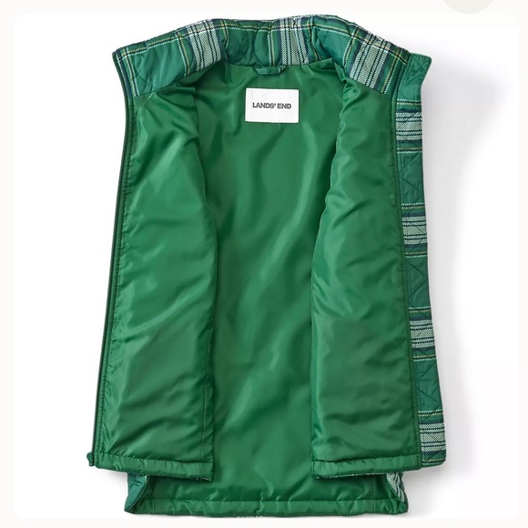 Lands End Women's Print FeatherFree Quilted Insulated Vest Light Emerald Green - Picture 4 of 7